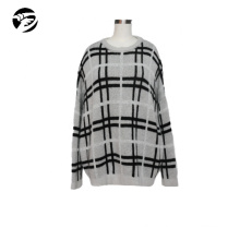 Wholesale Autumn Winter Women Mohair Plaid Sweaters plus size sweaters for women